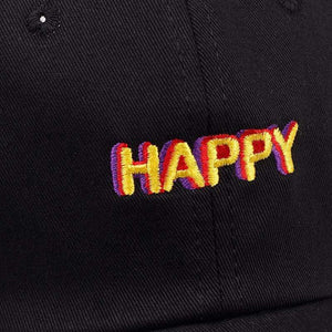 HAPPY TEXT LOGO BASEBALL CAP / gorra de béisbol bordada