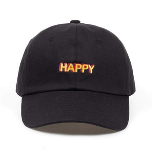 The KedStore 2018 new SLOUCH HAPPY TEXT LOGO dad hat ADJUSTABLE CURVED BILL DAD HAT BASEBALL CAP STRAPBACK NWT
