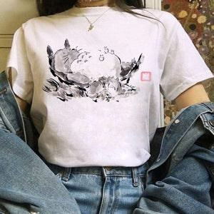 The KedStore 37 / S Leuke Kat T-Shirt My Neighbor Totoro Studio Ghibli Tshirt Kawaii Tee Miyazaki Hayao - R3