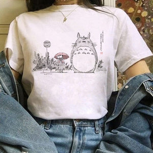 Leuke Kat T-Shirt My Neighbor Totoro Studio Ghibli Tshirt Kawaii Tee Miyazaki Hayao - R3