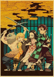 The KedStore 42X30cm / E169 13 Demon Slayer: Kimetsu no Yaiba Tanjirou Nezuko Anime Poster Kraft Paper Poster - Wall Stickers