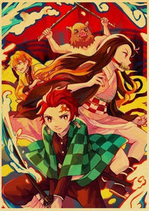 The KedStore 42X30cm / E169 15 Demon Slayer: Kimetsu no Yaiba Tanjirou Nezuko Anime Poster Kraft Paper Poster - Wall Stickers