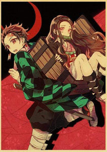 The KedStore 42X30cm / E169 2 Demon Slayer: Kimetsu no Yaiba Tanjirou Nezuko Anime Poster Kraft Paper Poster - Wall Stickers