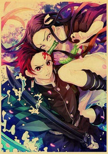 The KedStore 42X30cm / E169 3 Demon Slayer: Kimetsu no Yaiba Tanjirou Nezuko Anime Poster Kraft Paper Poster - Wall Stickers