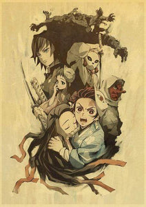 The KedStore 42X30cm / E169 7 Demon Slayer: Kimetsu no Yaiba Tanjirou Nezuko Anime Poster Kraft Paper Poster - Wall Stickers