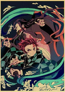 The KedStore 42X30cm / E185 16 Demon Slayer: Kimetsu no Yaiba Tanjirou Nezuko Anime Poster Kraft Paper Poster - Wall Stickers