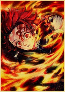 The KedStore 42X30cm / E185 17 Demon Slayer: Kimetsu no Yaiba Tanjirou Nezuko Anime Poster Kraft Paper Poster - Wall Stickers