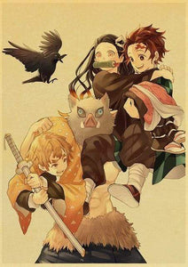 Demon Slayer: Kimetsu no Yaiba Tanjirou Nezuko Anime Poster Kraft Paper Poster - Wall Stickers