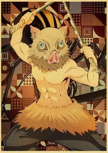 Demon Slayer: Kimetsu no Yaiba Tanjirou Nezuko Anime Poster Kraft Paper Poster - Wall Stickers