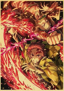 The KedStore 42X30cm / E185 Demon Slayer: Kimetsu no Yaiba Tanjirou Nezuko Anime Poster Kraft Paper Poster - Wall Stickers
