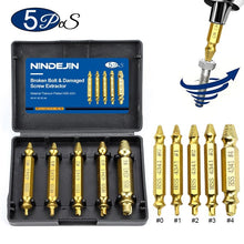 Load image into Gallery viewer, The KedStore 5pcs titanium plated Damaged Screw Extractor / Drill Bit Extractor / Drill Set Bolt Extractor / Bolt Stud Remover Tool - 5pcs