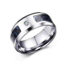 Load image into Gallery viewer, The KedStore 7 / CZ Stone Carbon Fiber Ring - Engraved Tree Of Life Stainless Steel - 8mm. Anillo de fibra de carbono