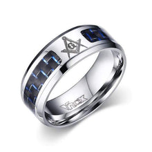 Load image into Gallery viewer, The KedStore 7 / Masonic Carbon Fiber Ring - Engraved Tree Of Life Stainless Steel - 8mm. Anillo de fibra de carbono