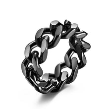 Load image into Gallery viewer, The KedStore 7 / Style1 Black U7 new men cuban link chain ring / 316l stainless steel band