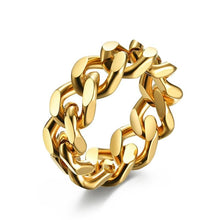 Load image into Gallery viewer, The KedStore 7 / Style1 Gold U7 new men cuban link chain ring / 316l stainless steel band