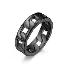 Load image into Gallery viewer, The KedStore 7 / Style2 Black U7 new men cuban link chain ring / 316l stainless steel band