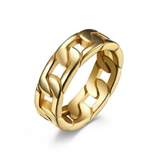 Load image into Gallery viewer, The KedStore 7 / Style2 Gold U7 new men cuban link chain ring / 316l stainless steel band