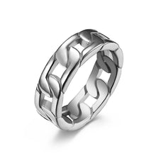 Load image into Gallery viewer, The KedStore 7 / Style2 Silver U7 new men cuban link chain ring / 316l stainless steel band