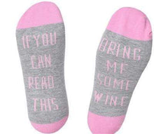 Load image into Gallery viewer, Socks If You can read this Bring Me a Glass of Wine Socks