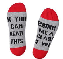 Load image into Gallery viewer, Socks If You can read this Bring Me a Glass of Wine Socks