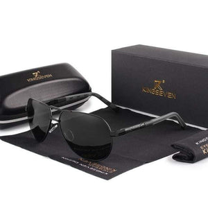 The KedStore All Black KINGSEVEN Vintage Aluminum Polarized Sunglasses Sun glasses | TheKedStore