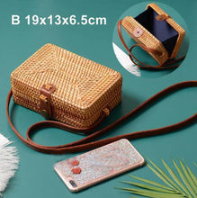 Load image into Gallery viewer, The KedStore B xiao fang bao Round Handmade Woven Rattan Beach Cross Body Circle Bohemia Straw Handbag