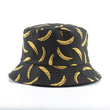 Load image into Gallery viewer, The KedStore banana black Panama Bucket Hat Men Women Summer Bucket Cap Banana Print Yellow Hat Bob Hat Hip Hop Gorros Fishing Fisherman Hat
