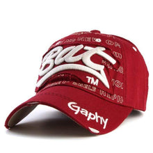 Load image into Gallery viewer, The KedStore base deep red Xthree &quot;Bat&quot; Snapback Hat Baseball Cap. Gorras Curved Brim Hat