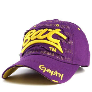 The KedStore base purple Xthree "Bat" Snapback Hat Baseball Cap. Gorras Curved Brim Hat