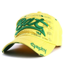 Load image into Gallery viewer, The KedStore base yellow Xthree &quot;Bat&quot; Snapback Hat Baseball Cap. Gorras Curved Brim Hat