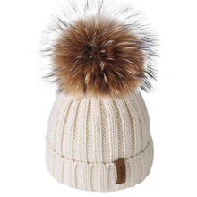 Load image into Gallery viewer, The KedStore Beige / 4-10 years old Pom pom hat for Kids Ages 1-10 / Knit Beanie