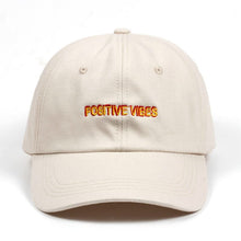 Load image into Gallery viewer, The KedStore Beige Positive Vibes Embroidered Cotton Baseball cap