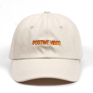 The KedStore Beige Positive Vibes Embroidered Cotton Baseball cap