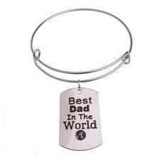 Load image into Gallery viewer, The KedStore Best Dad Bracelet Bangle - Dog Tag Paw Footprint Love Heart. Huella de pata de etiqueta de perro. Pulsera
