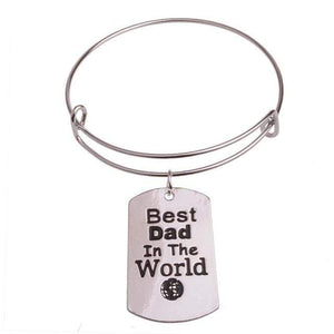 The KedStore Best Dad Bracelet Bangle - Dog Tag Paw Footprint Love Heart. Huella de pata de etiqueta de perro. Pulsera