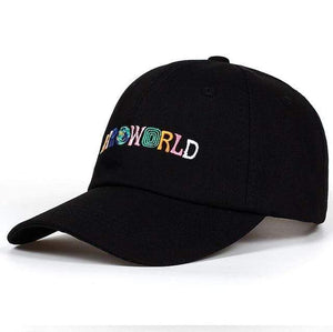 The KedStore Black "ASTROWORLD" Embroidered Baseball Cap - Cotton /  ASTROWORLD gorra de béisbol bordada