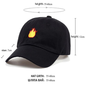 The KedStore Black Baseball Cap with FIRE Embroidery Hat Summer Fall Brand Cotton Black Caps | TheKedStore