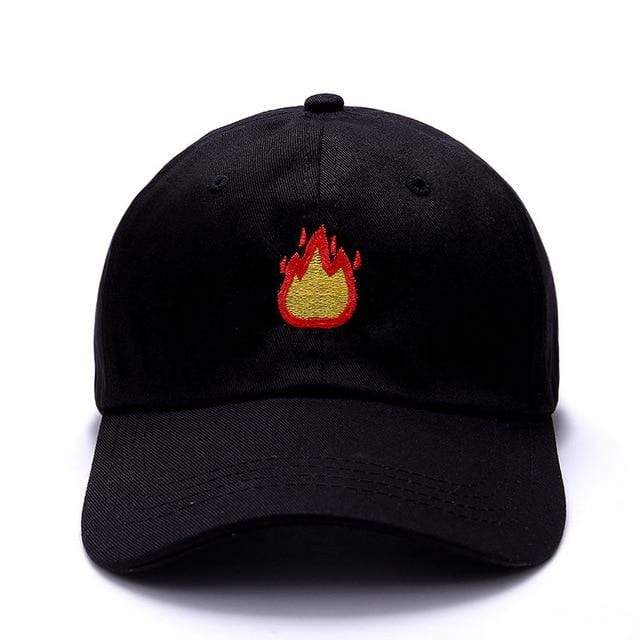 FIRE Embroidered Baseball Cap - Cotton Black Cap / gorra de béisbol bordada | TheKedStore