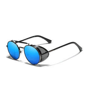 The KedStore Black Blue KINGSEVEN Retro Round Steampunk Sunglasses For Men Women Gafas De Sol | TheKedStore