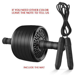The KedStore Black D with Rope / 12.99"*6.61" 2 in 1 ab roller & jump rope no noise abdominal wheel with mat for arm waist leg exercise | TheKedStore