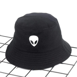 The KedStore Black Embroidery Aliens Foldable Bucket panama hat | TheKedStore
