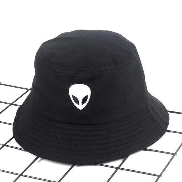 The KedStore Black Embroidery Aliens Foldable Bucket panama hat | TheKedStore