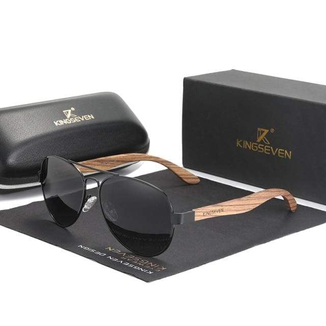 KINGSEVEN New Handmade Wood Sunglasses Polarized Glasses - Wooden Temples Oculos