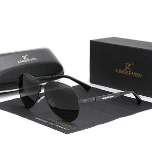 The KedStore Black Gray KINGSEVEN 2021 Quality Titanium Alloy Sunglasses Polarized Pilot Mirror Eyewear Oculos de sol | TheKedStore