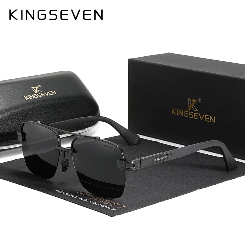 The KedStore Black Gray KINGSEVEN 2022 Design Sunglasses Polarized Gradient Square Retro Eyewear Okulary