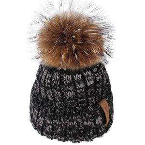 The KedStore Black Grey / 4-10 years old Pom pom hat for Kids Ages 1-10 / Knit Beanie