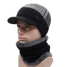 Load image into Gallery viewer, The KedStore black middl gray set Wool Scarf &amp; Cap