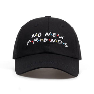 The KedStore Black "No New Friends" Embroidered Hat Baseball Cap / gorra de béisbol bordada