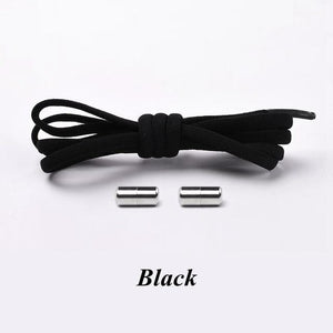 The KedStore Black No tie Shoelaces Round Elastic Shoe Laces For Sneakers Shoelace Quick Lazy Laces Shoestrings