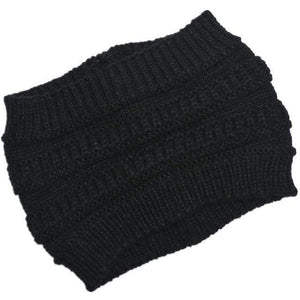The KedStore Black Ponytail beanie stretch cotton knit hat | TheKedStore
